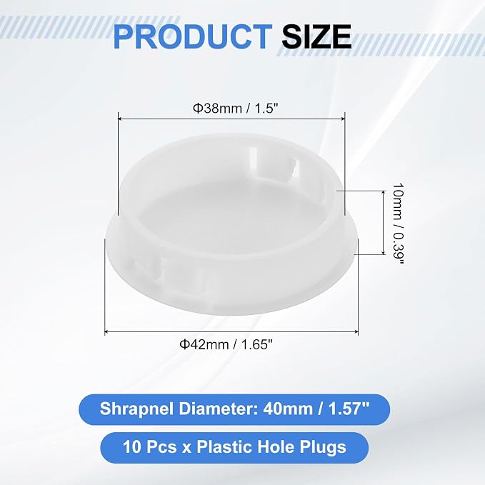 uxcell 10Pcs Plastic Hole Plugs, 38mm Flush Type Panel Plugs, Round Snap - Image 2