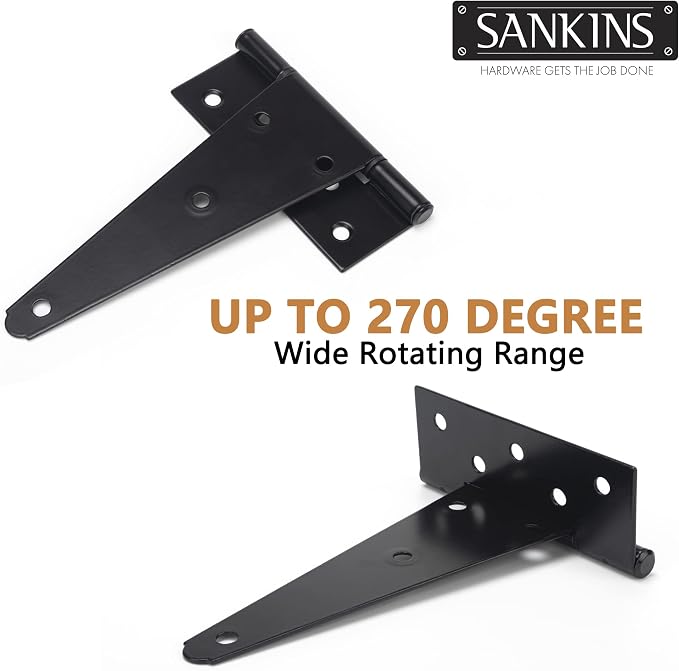 8 Inch T-Strap Shed Door Hinges Heavy Duty, Yard Door, Barn Door Gates - Image 4