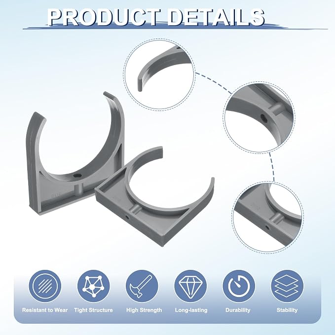 uxcell 2 Pcs PVC Water Pipe Clamps Clips, 110mm ID U-Shaped Water Pipe Buckles - Image 3