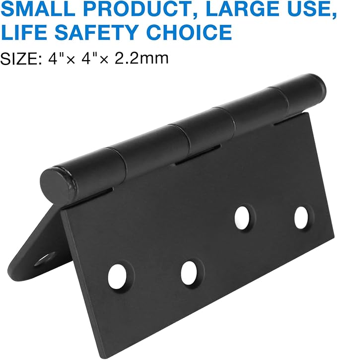 12 Pack Black Door Hinges 4 Inch Square Rounded 5/8" Radius Corner | Interior - Image 3