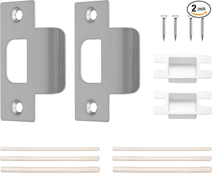 2 Pack Standard T-Strike Door Strike Plate, 2-1/8" Hole Spacing | Satin Nickel by BonKuDoo