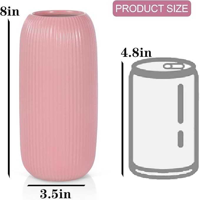 Ceramic Vase for Flowers – Modern Small Ribbed Textured Flower Vase for Home - Image 5