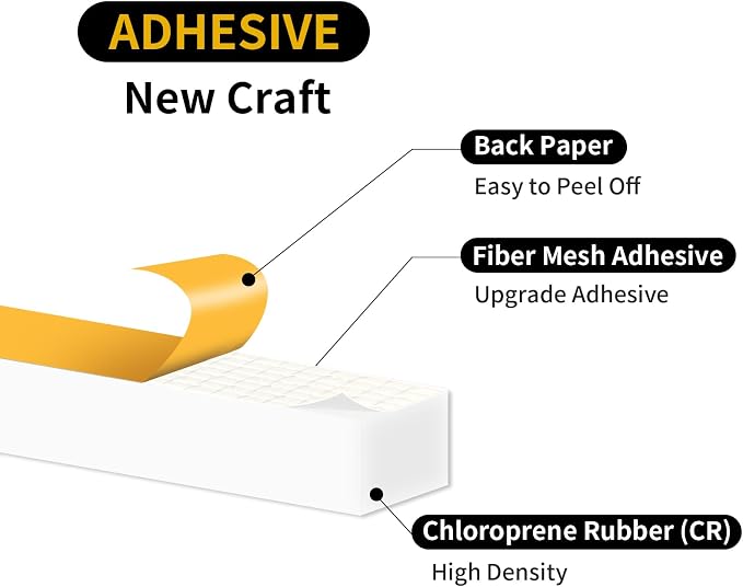 Weather Stripping, High Density CR, Strong Adhesive, 1/2 in x 3/8 in x 13Ft | - Image 3