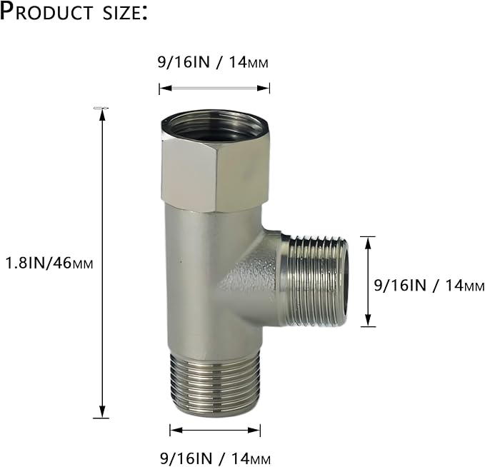 Brass 3/8" or 9/16" T-Type 3-Way Tee Splitter | 3-way pipe adapter - Image 5