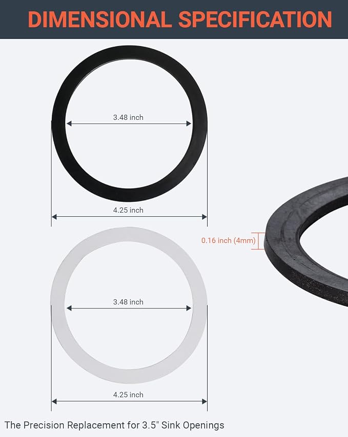 3-1/2" Kitchen Sink Drain Gasket Kit - Image 2