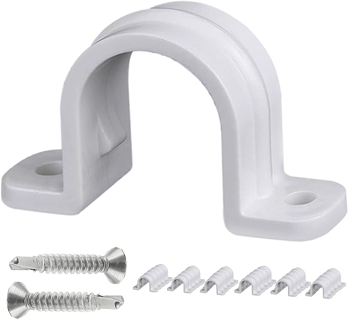 30 Set PVC Pipe Strap Clamps, SCH 1 in | Pvc Pipe Strap Clips, Two Hole Plastic by SoimuksQualityproducts