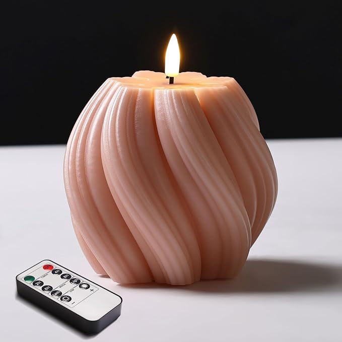 Dusty Pink Swirl Flameless Candle by Girimax