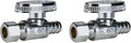 2-Pack Straight Stop Valve, 1/2" PEX x 3/8" OD Compression | Brass, Quarter Turn by SUNGATOR