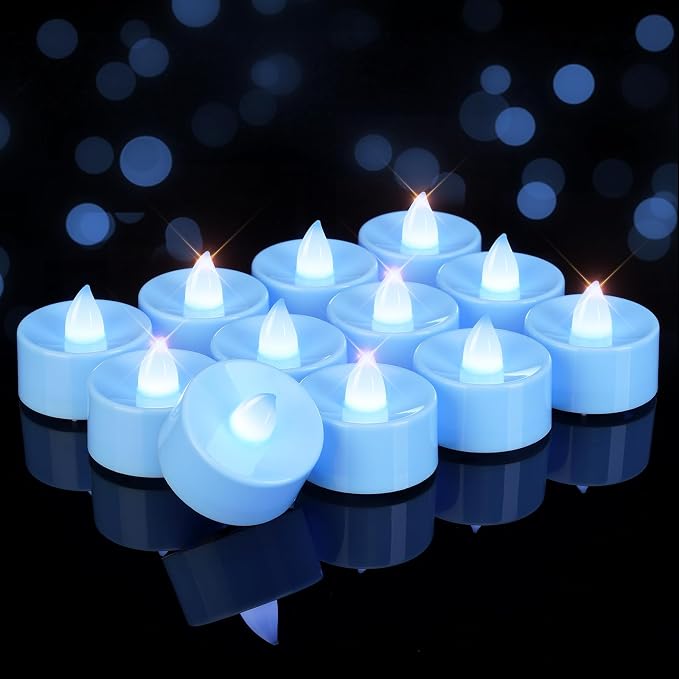 Homemory 50-Pack Light Blue Flameless Battery Tealight Candles, 200+ Hours | by Homemory