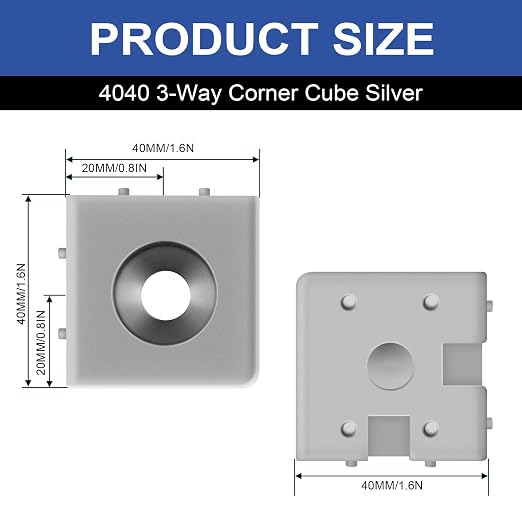 12pcs 4040 3-Way Corner Cube 4040 Extrusion Hardware Silver | T-Slot V-Slot - Image 2