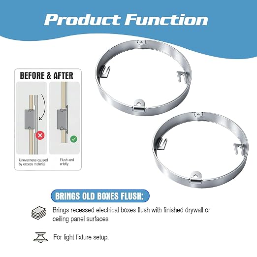 4 Inch Round Pan Box Extension Ring 57111 Fits Ceiling Box, 2 Pack, Metal | - Image 3