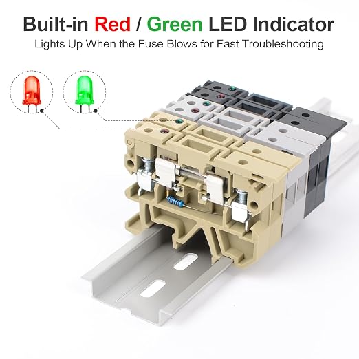 50Pcs DIN Rail Terminal Block Fuse Holder, - Image 2