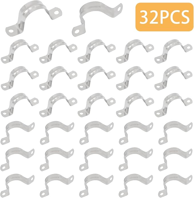 32Pcs 32mm / 1-1/4" Stainless Steel U Bracket Pipe Clamps | Conduit Clamps - Image 3