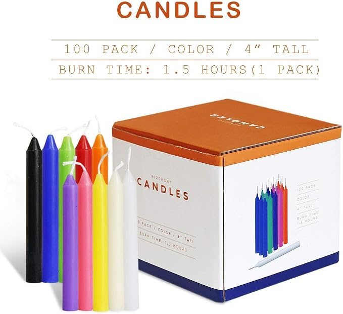 Howemon 100 Pack Assorted Color Spell Chime Candles, 4 Inch Mini Taper Candles - Image 6