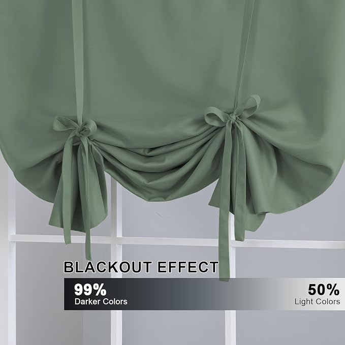 H.VERSAILTEX Blackout Tie Up Curtain 2 Panels Thermal Insulated Window Shade - Image 3