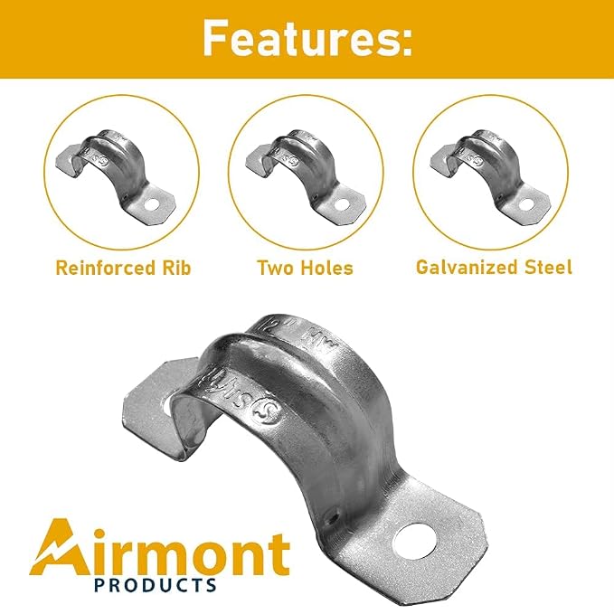 1-Inch EMT Two-Hole Conduit Strap — Reinforced Rib, Heavy-Duty Zinc-Plated - Image 2