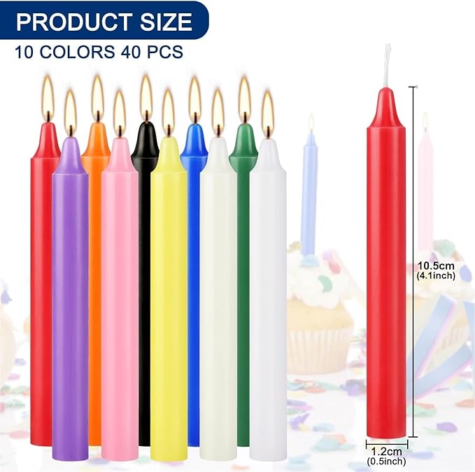 Howemon 40 Pack Assorted Color Spell Chime Candles, 4 Inch Mini Taper Candles - Image 2