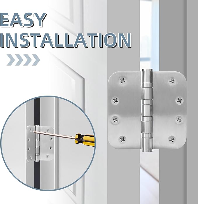 3 Pack Stainless Steel Silver Door Hinges - Image 6