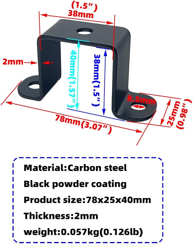 6 PCS 1.5x1.5" Square Pipe Tube Strap Clamps, 1.5 inch metal u shaped bracket - Image 3