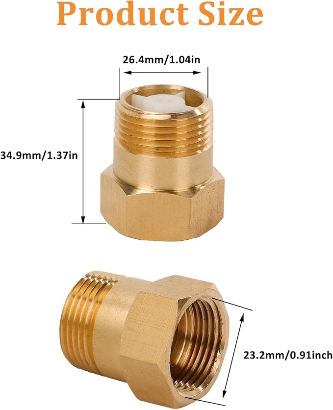 2Pcs One Way Brass Check Valve Non Return 3/4" Female to 3/4" Male Thread - Image 3