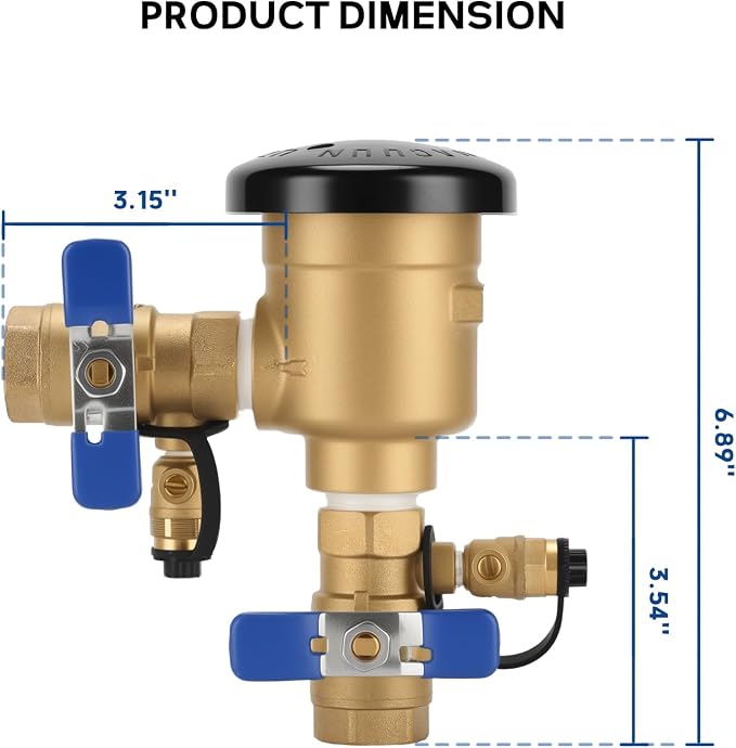 MEASUREMAN 3/4" Pressure Vacuum Breaker Assembly, Heavy-Duty Bronze Backflow - Image 4