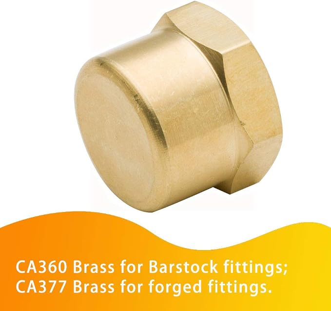 Brass Pipe Fitting Cap 3/8" NPT Female Hex Head 1200psi High Pressure - Image 3