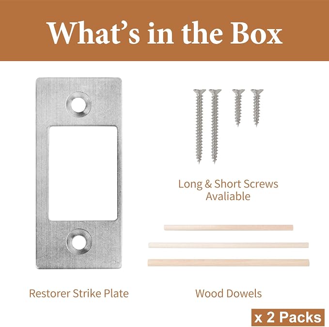 Deadbolt Restorer Strike Plates, 2-1/4"H x 1" W, 2 Pack | Enlarged Hole to Fix - Image 5
