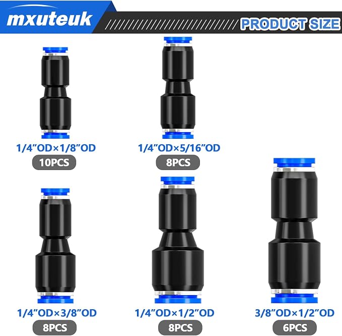 mxuteuk Quick Connect Air Hose Fittings, 5 Size Push to Connect Fittings - Image 2
