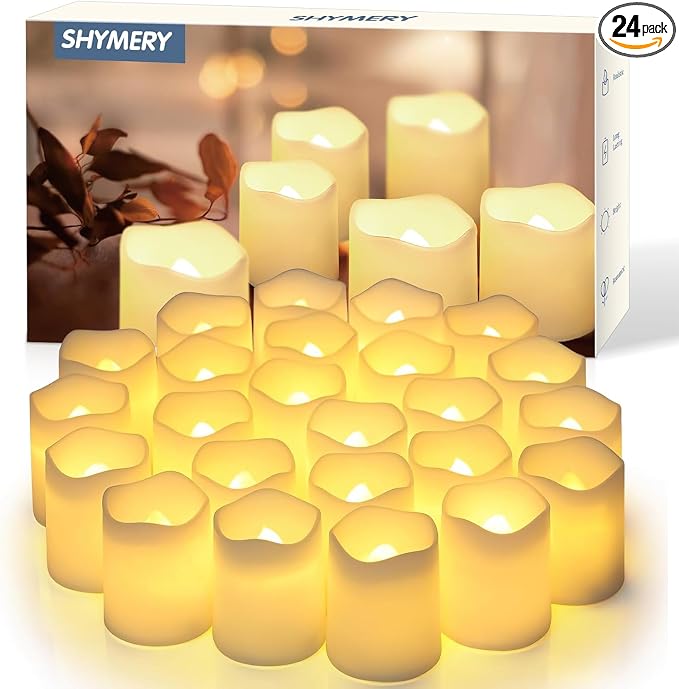 SHYMERY Flameless Votive Candles, Flameless Flickering Electric Fake Candle by SHYMERY