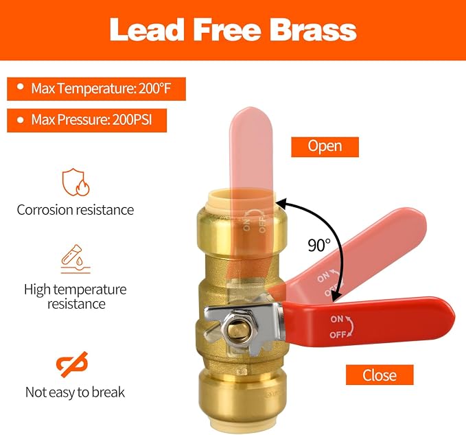 10pcs 3/4" Push Fit Ball Valve - Image 3