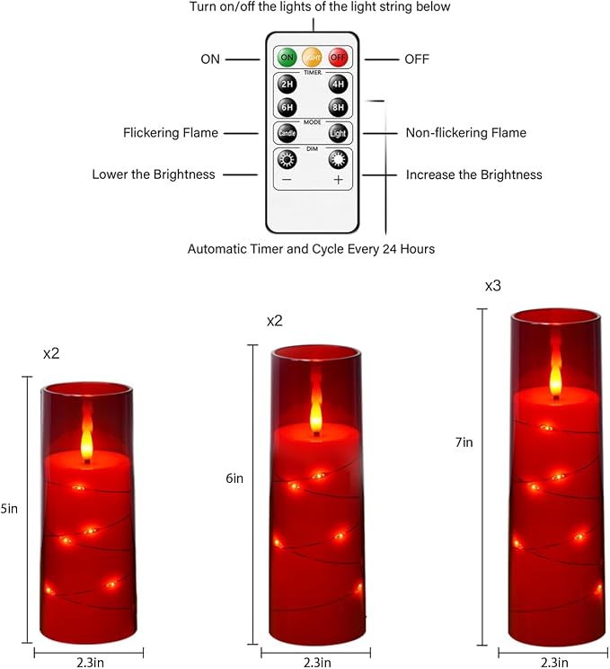 Flameless Candles, with Embedded Star String, Battery Operated Candles - Image 5