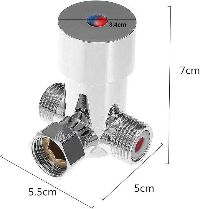 G1/2 Hot Cold Water Mixing Valve 3 Ways Solid Brass Thermostatic Mixer - Image 6