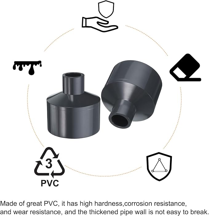 HARFINGTON PVC Reducing Coupling 2 x 1/2" Increaser/Reducer Coupling Pipe - Image 6