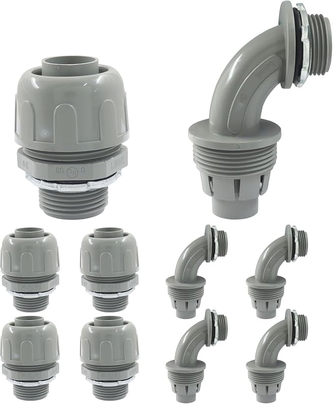 10Pcs 3/4 Inch NPT Liquid Tight Connector | Nonmetallic Electrical Conduit by Moicstiy