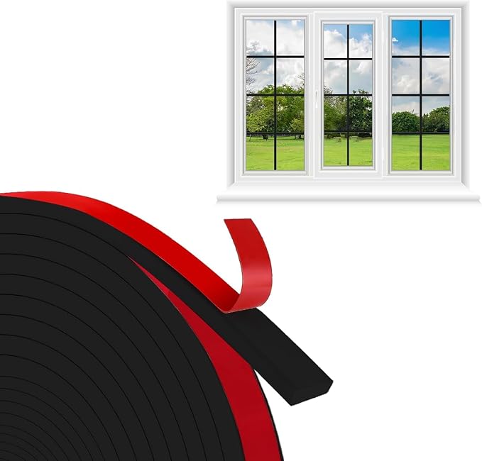 Storystore Peel & Stick Window Grid Kit, 0.59" x36 FT Black TPE Window Trim | by Storystore