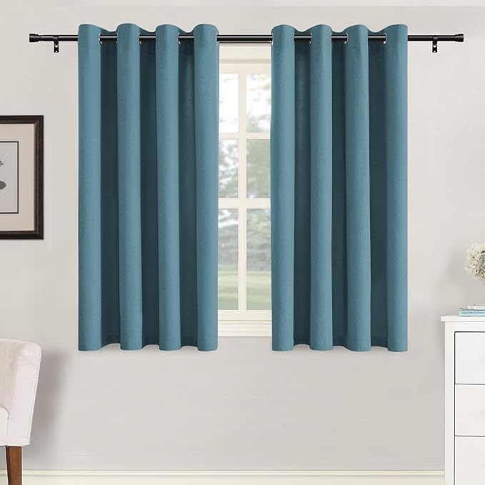 H.VERSAILTEX Grommet Natural Linen Look Kitchen Curtains 45 inch Length by HVERSAILTEX