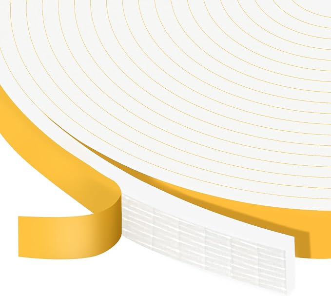 Thin Foam Seal Strip for Doors & Windows, Narrow Gaps, 3/8x1/8in | Strong by Trisiki