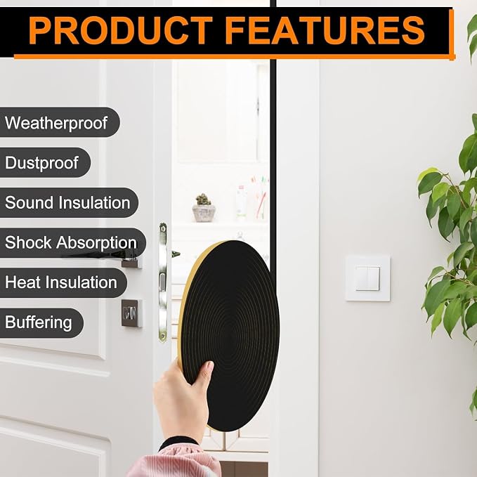 Ninsula 2PCS 33Ft Door Weather Stripping, Total 66FT Strong Adhesive, Sound - Image 6