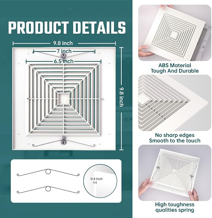 9.8" Bathroom Exhaust Fan Cover, Grille Replacement Parts - Image 2