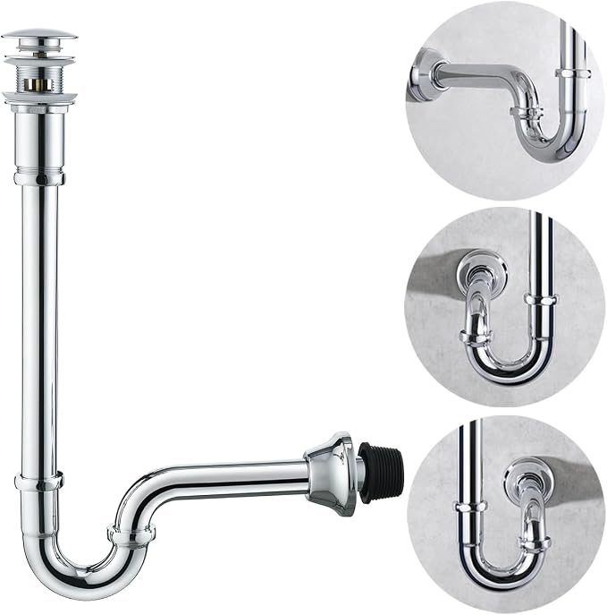 RANDOM Brass P Trap with Bathroom Sink Stopper Kit With Overflow, Chrome by RANDOM