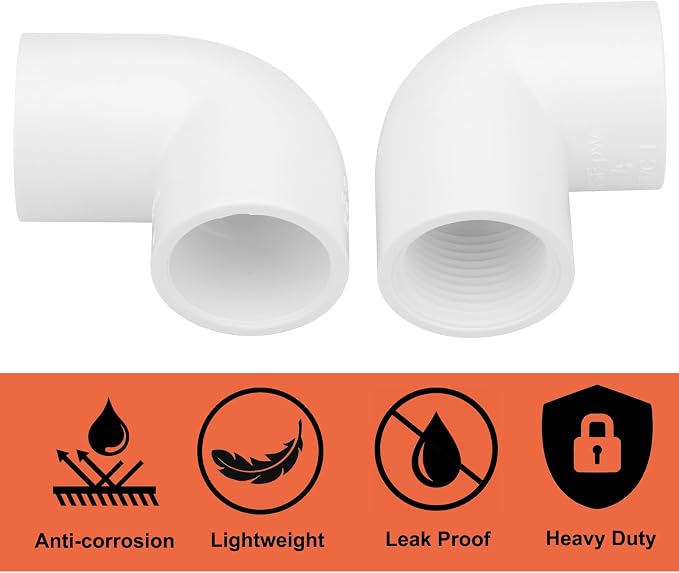 10Pack 3/4" Slip x Female Thread 90 Degree Elbow PVC Pipe Fittings Connector - Image 5