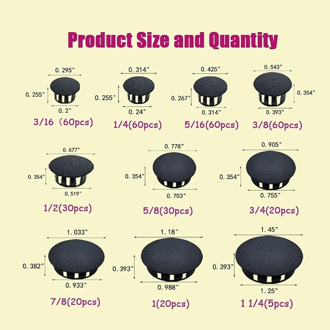 365pcs Black Plastic Recessed Hole Plugs - Image 3