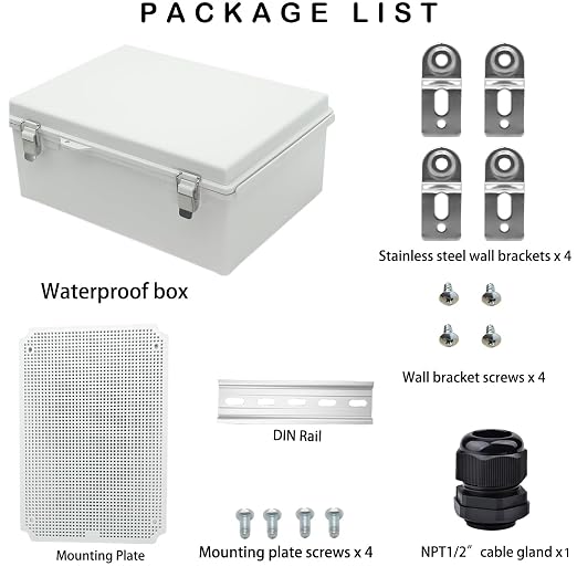 Waterproof Electrical Box, IP67 Junction Box Stainless Steel Latch Hinged Grey - Image 5