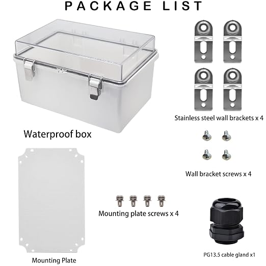 Waterproof Electrical Box, IP67 Junction Box Stainless Steel Latch Hinged Clear - Image 5