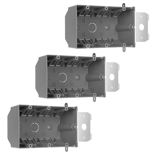 HXH 3 Gang Adjustable Electrical Outlet Box 3 PCS | 49 Cubic Inch Grey Three by HUIXHAO
