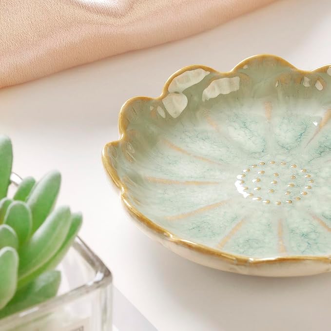 Lotus Ring Holder Dish Small Indoor Ash Tray, Ceramic Dessert Plate Trinket - Image 2