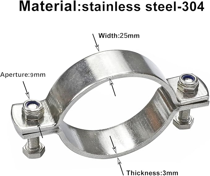 AKIHISA 2 Pcs 127-133mm Range Heavy Duty Rigid Handleless Flat Pipe Bracket - Image 2