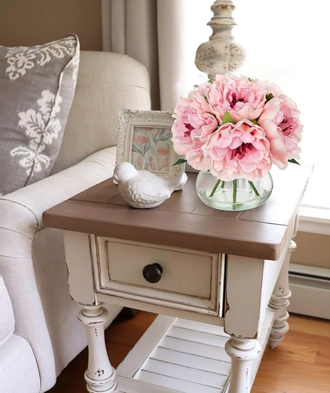 Hollyone Light Pink Peonies Artificial Flowers - Image 4