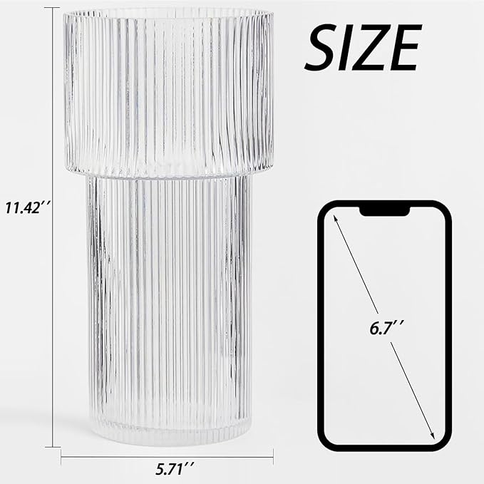 Large Glass Vase, 12 Inches Tall Vase - Image 3