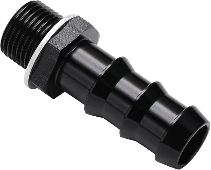 M18x1.5 Male Metric to 5/8 Barb Fuel Pump Inlet Adapter Fitting Aluminum Black - Image 3